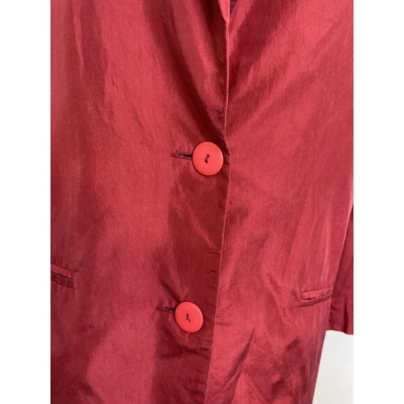 Vintage Anna and Frank 1980’s Silk Blazer Top Cranverry Red Size M Oversized EUC - Picture 6 of 16